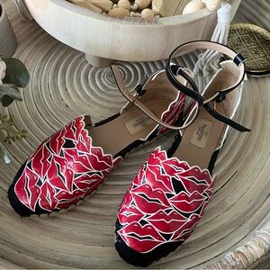Valentino Red and Black Espadrilles with Artistic Flair